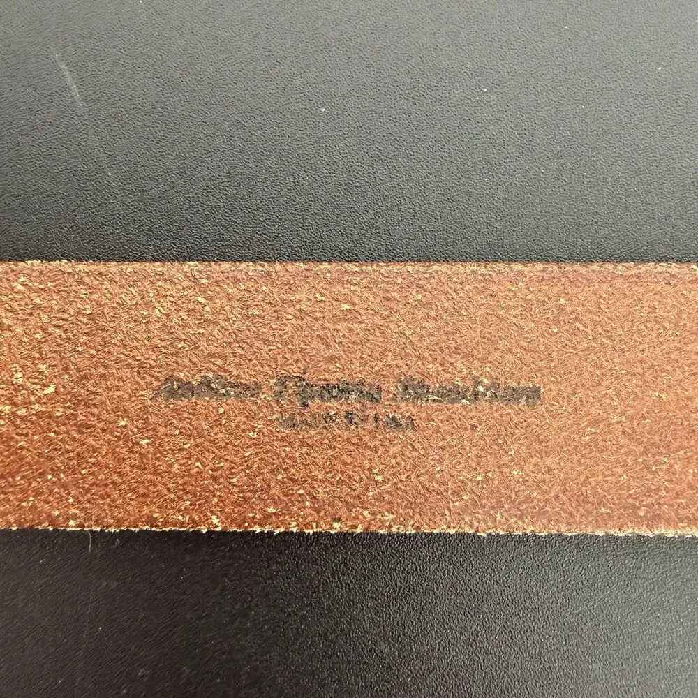 Torino Men’s Brown Genuine Leather Belt Size 32 Embossed Stripe Silver Buckle